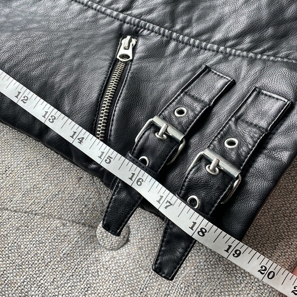 Miss Selfridge Black Faux Leather Biker Jacket size 0 - Picture 8 of 12